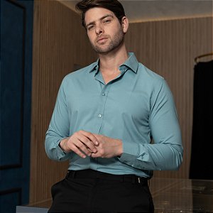 Camisa Social Verde Fibra de Bambu com Elastano