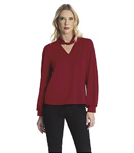 Blusa Feminina Manga Longa Decote  nas Costas - Tam M