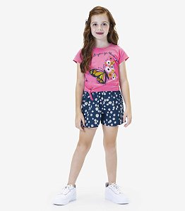 Conjunto Infantil Menina Shorts +Blusa -Tamanho 8-Rovi Kids