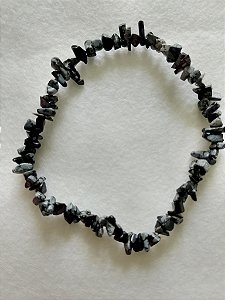 Pulseira de Pedra Natural Obsidiana Flocada -Pulseira de Cascalho
