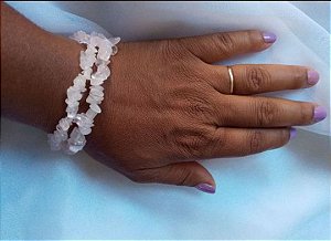 Pulseira de Quartzo Rosa Pedra Natural -Pulseira de Cascalho