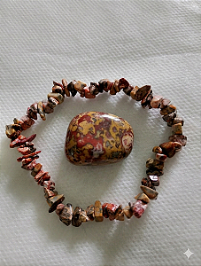 Pulseira Pedra Natural Jaspe Leopardo