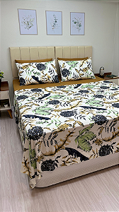 Conjunto 4 peças Caramelo com Folhagens - Casal