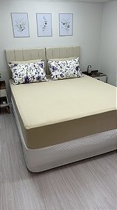 Conjunto de Lençol Doce de Leite e fronhas Flor Roxa Grande - Queen