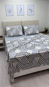 Conjunto 4 peças Cinza com Geométrico - Queen