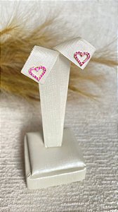 Brinco Coração Vazado Rosa