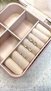 Kit Trio de Brincos Ponto de Luz Rosa