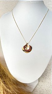 Gargantilha Pingente Gota Orgânica Lisa 45cm Dourado