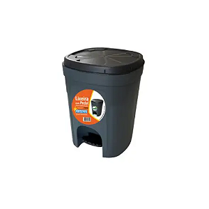 Lixeira 15,0L Plástico C/Pedal Cinza Antares