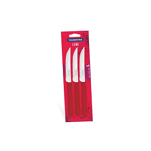 Faca Churrasco Inox Cabo Plástico Vermelho C3