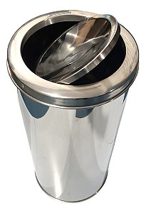 Lixeira 50 Litros Inox FlipTop 30x70 Cozinha Escritório Banheiro