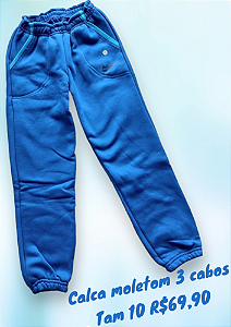 Calça moletom azul 3 cabos Tam 10