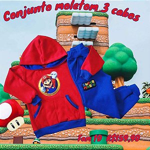 Conjunto moletom 3 cabos Super Mario Tam 10