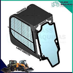 VIDRO PORTA PARABRISA 8 FUROS MINICARREGADEIRA  CASE SV175 SV185 SV300 NEW HOLLAND L220 L218 L200 84344565 47405930