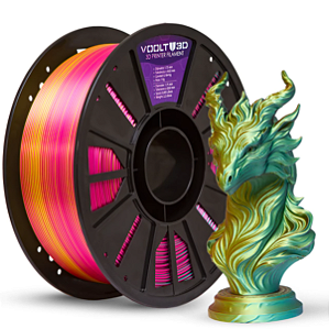 Filamento Voolt PLA Tri Color Dourado / Rosa Choque / Verde V-Silk - 1kg