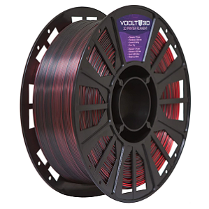 Filamento Voolt PLA Duo Color Shadow Vermelho e Preto V-Silk - 1kg