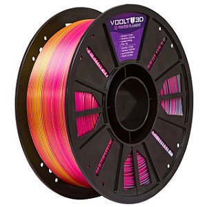 Filamento Voolt PLA Tri Color Dourado / Rosa Choque / Verde V-Silk - 1kg