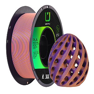 Filamento PLA Matte Multfila 1.75mm 1KG Duo Color Laranja e Roxo Escuro