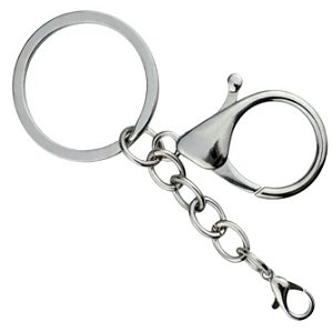 Kit 25 Chaveiros Gancho Duplo com Argola Prata Multfila