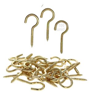 Kit 100 Parafusos Tipo Gancho Dourado Multfila