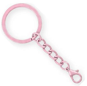 Kit 50 Chaveiros Gancho Argola Simples Rosa Claro Multfila