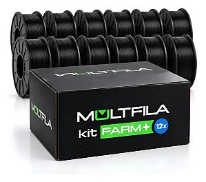 Kit Farm 12kg Filamento PETG Multfila 1,75mm 12 Rolos de 1kg Preto