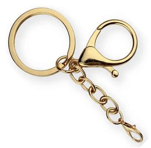 Kit 25 Chaveiros Gancho Duplo com Argola Dourado Multfila