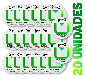 Kit 20 Etiquetas NFC NTAG 13,56MHz para Leitura e Gravação