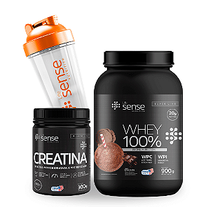 Kit Turbo Sense Chocolate (Whey 100% + Creatina 300gr + Coqueteleira)