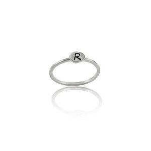 Anel Fino Alfabeto R - Prata
