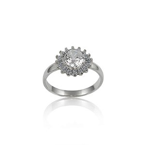 Anel Girassol De Cristais - Prata