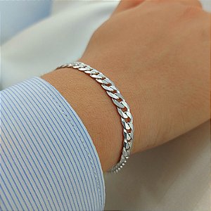 Pulseira Masculina Groumet Média - 5mm - Prata