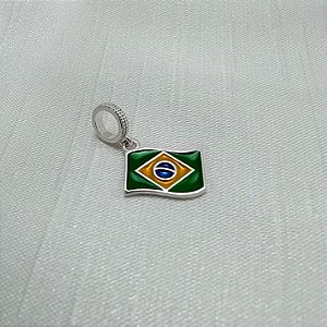 Berloque Bandeira Brasil - Prata