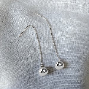Brinco Pingente Esfera - Prata