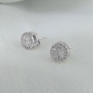 Brinco Redondo Cravejado  - Prata