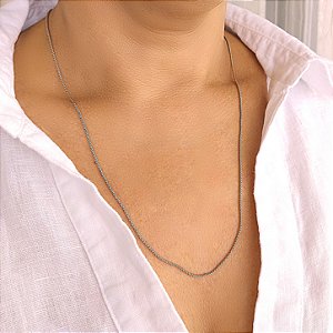 Colar Fino Malha Pipoca Indiana - 60cm - Prata