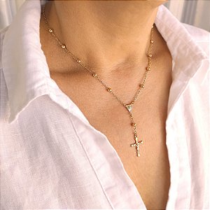 Colar Terço - 40cm - Semijoia