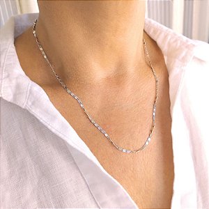 Colar Brilho Ouro Branco - 45cm - Semijoia