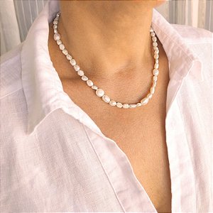 Colar Pérola Barroca - 40cm - Semijoia