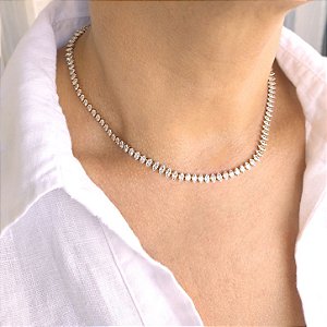 Conjunto Choker e Pulseira Riviera Navete - 32cm - Semijoia