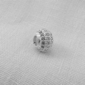 Berloque Separador Esfera Cravejada - Prata