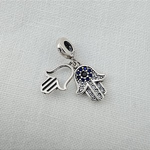 Berloque Mão de Fátima com Zircônias - Prata