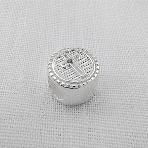 Berloque Separador Roda Crucifixo - Prata