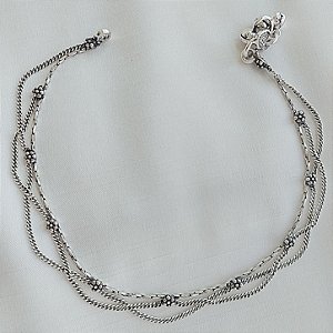 Tornozeleira Prata Bali Flor Negra - Prata