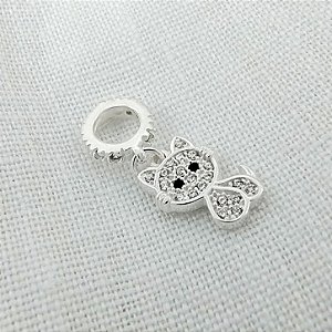 Berloque Gato Cravejado - Prata