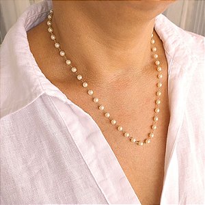 Colar Pérolas Pequenas 5mm - 45cm - Semijoia