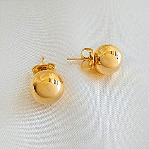 Brinco Esfera Liso 10mm - Semijoia