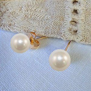 Brinco Pérola Grande Solitária 12mm - Semijoia