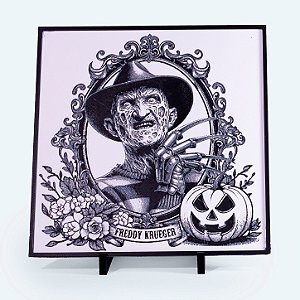 Quadro Freddy Krueger Halloween 20x20 cm — Placa Decorativa 3D em Relevo
