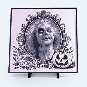 Quadro Beetlejuice Halloween 20x20 cm — Placa Decorativa 3D em Relevo